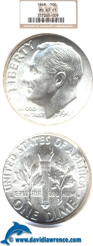 image for: 1948 10c NGC MS67 FT