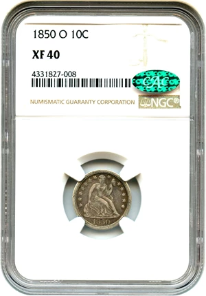image for: 1850-O 10c NGC/CAC XF40