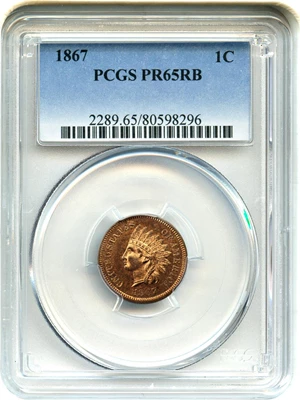 image for: 1867 1c PCGS Proof 65 RB