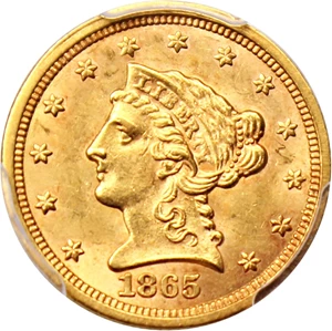 image for: 1865-S $2 1/2 PCGS MS62