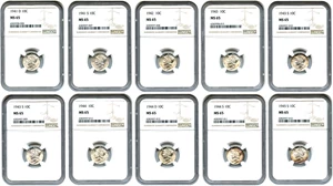 image for: Collector Lot of (10) Assorted Mercury 10c NGC MS65 (10 Coins)