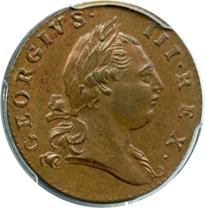 image for: 1773 Virginia Halfpenny PCGS MS64 BN (With Period)