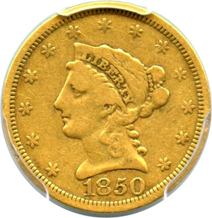 image for: 1850 $2 1/2 PCGS F15