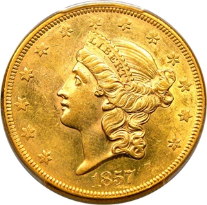 image for: 1857 $20 PCGS MS61