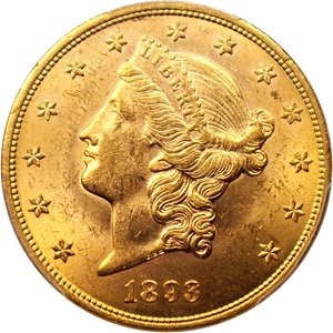 image for: 1893 $20 PCGS MS63