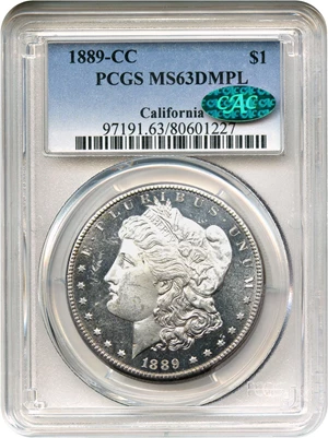 image for: 1889-CC $1 PCGS/CAC MS63 DMPL ex: California
