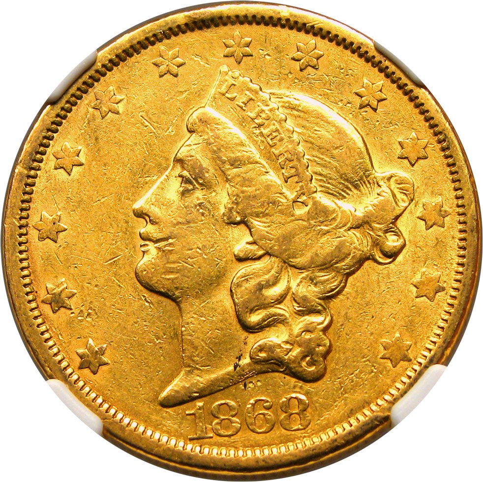 image for: 1868-S $20 NGC AU53