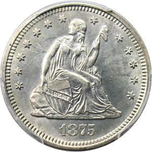 image for: 1875-S 25c PCGS MS62