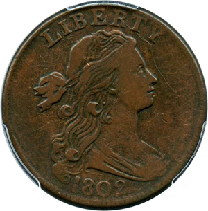 image for: 1802 1c PCGS VF25 BN (No Stems)