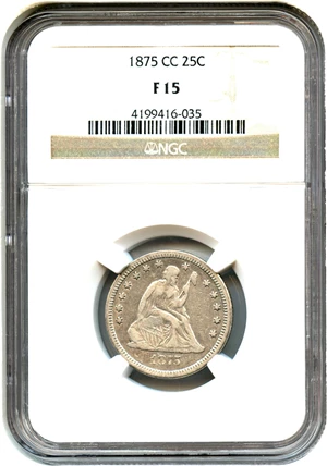 image for: 1875-CC 25c NGC F15