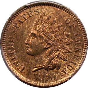 image for: 1870 1c PCGS MS65 RB (Pick-Axe, FS-303)