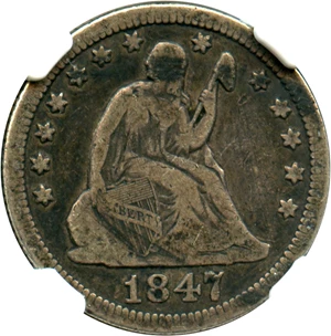 image for: 1847 25c NGC VG-10