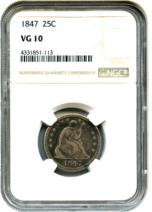 image for: 1847 25c NGC VG-10