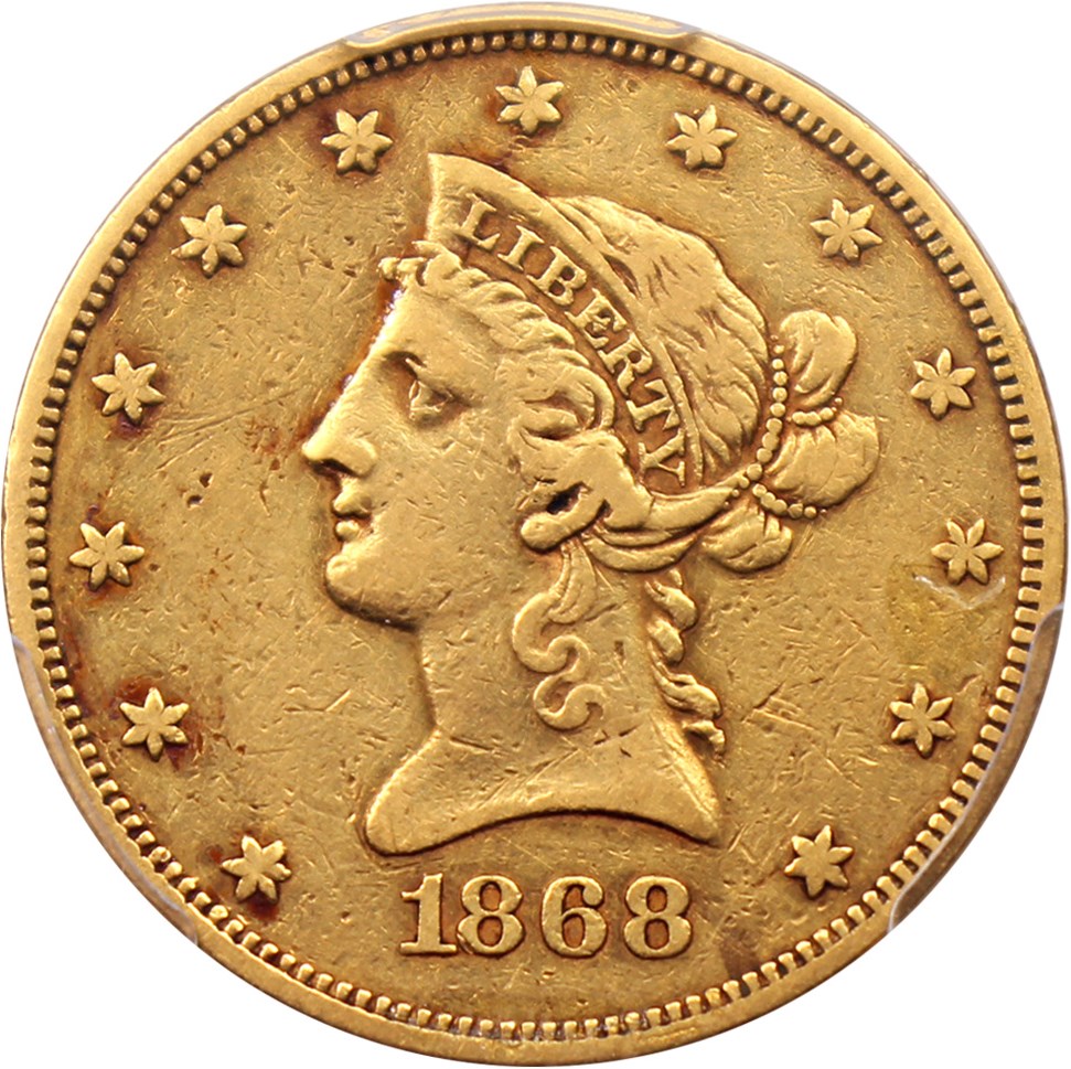 image for: 1868 $10 PCGS VF30