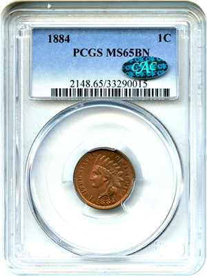 image for: 1884 1c PCGS/CAC MS65 BN