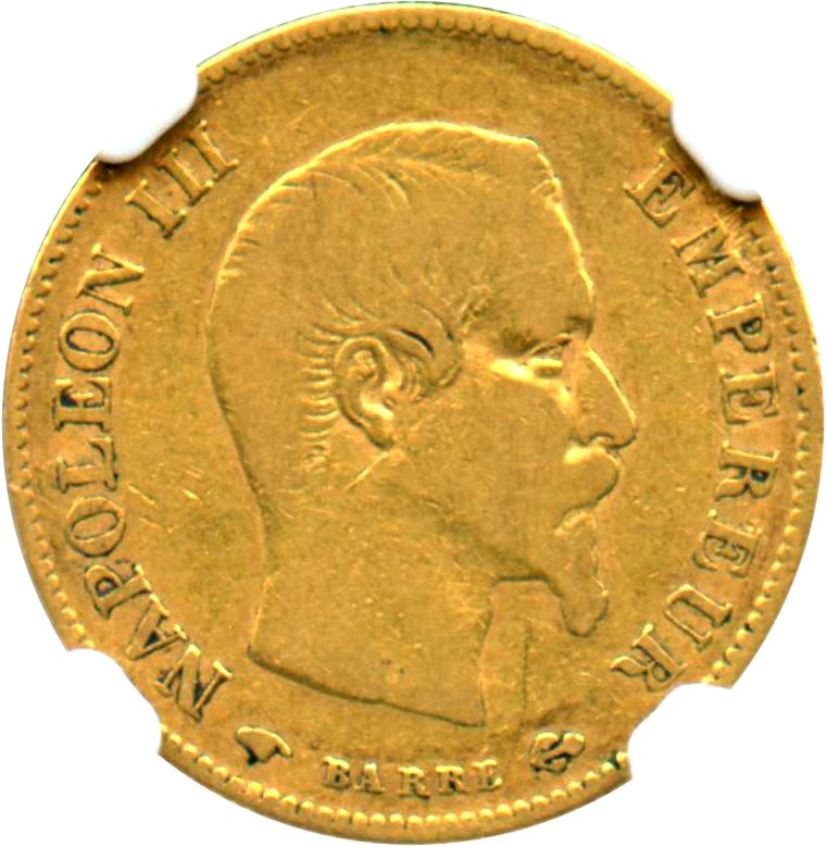 image for: France: 1859-A Gold 10 Francs NGC F15 (KM-784.3)