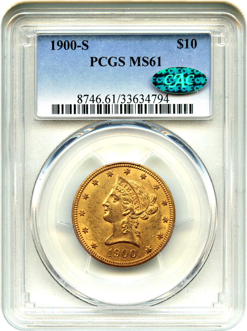 image for: 1900-S $10 PCGS/CAC MS61