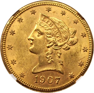 image for: 1907-S $10 NGC/CAC MS62