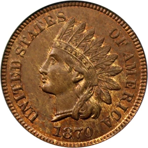 image for: 1870 1c PCGS MS64 RB (Doily Holder)