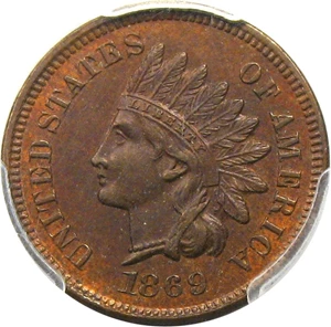 image for: 1869/69 1c PCGS MS62 BN (Repunched Date, FS-301, S-3)
