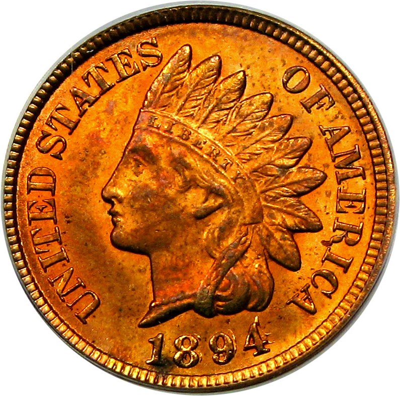 image for: 1894/1894 1c PCGS/CAC MS64 RD (Doubled Date)