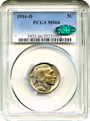 image for: 1916-D 5c PCGS/CAC MS66