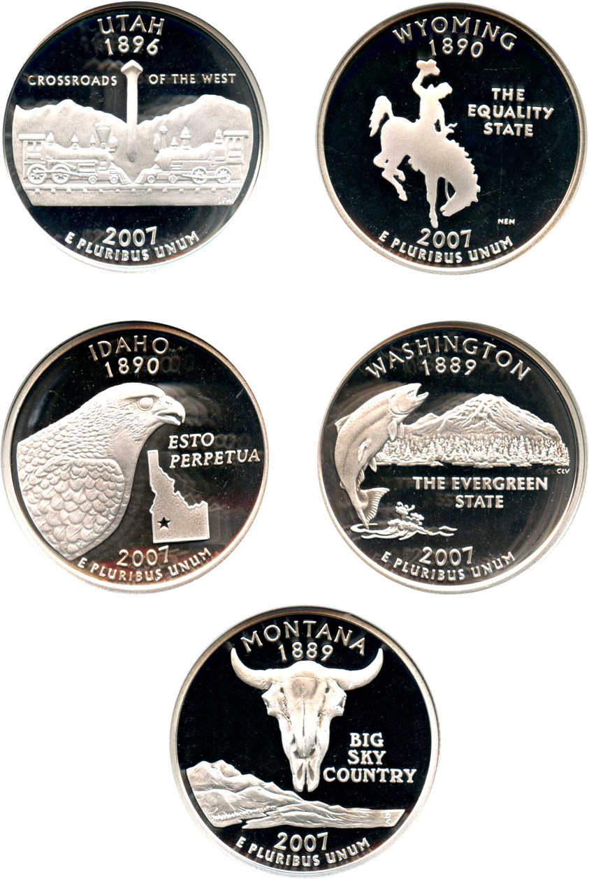 image for: 2007-S Statehood Quarter Proof Set 25c NGC Proof 69 UCAM (Silver, 5 Coins) - No Reserve!