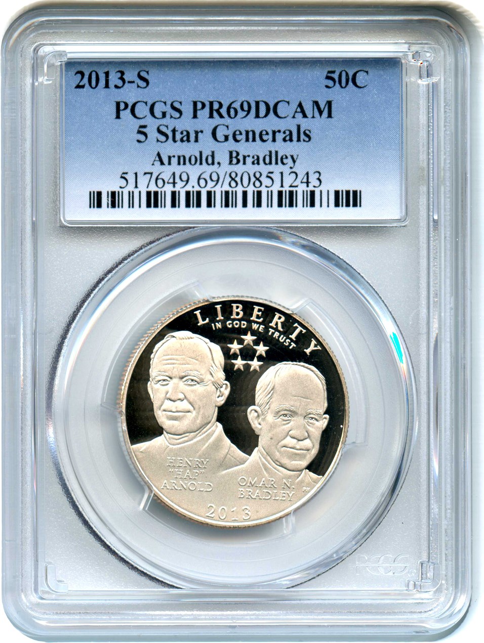 image for: 2013-S 5 Star Generals 50c PCGS Proof 69 DCAM