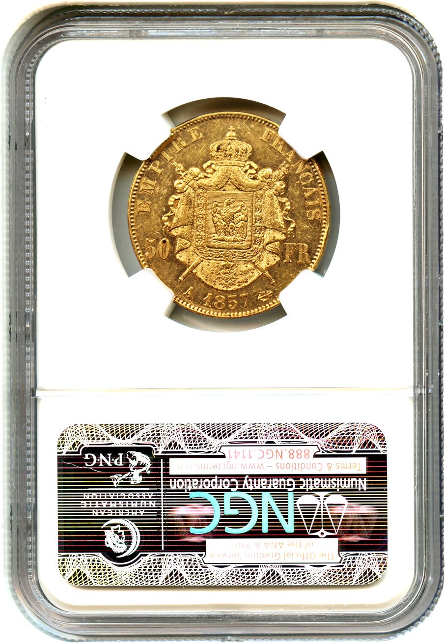 image for: France: 1857-A 50 Fr NGC AU58 (KM-785.1)