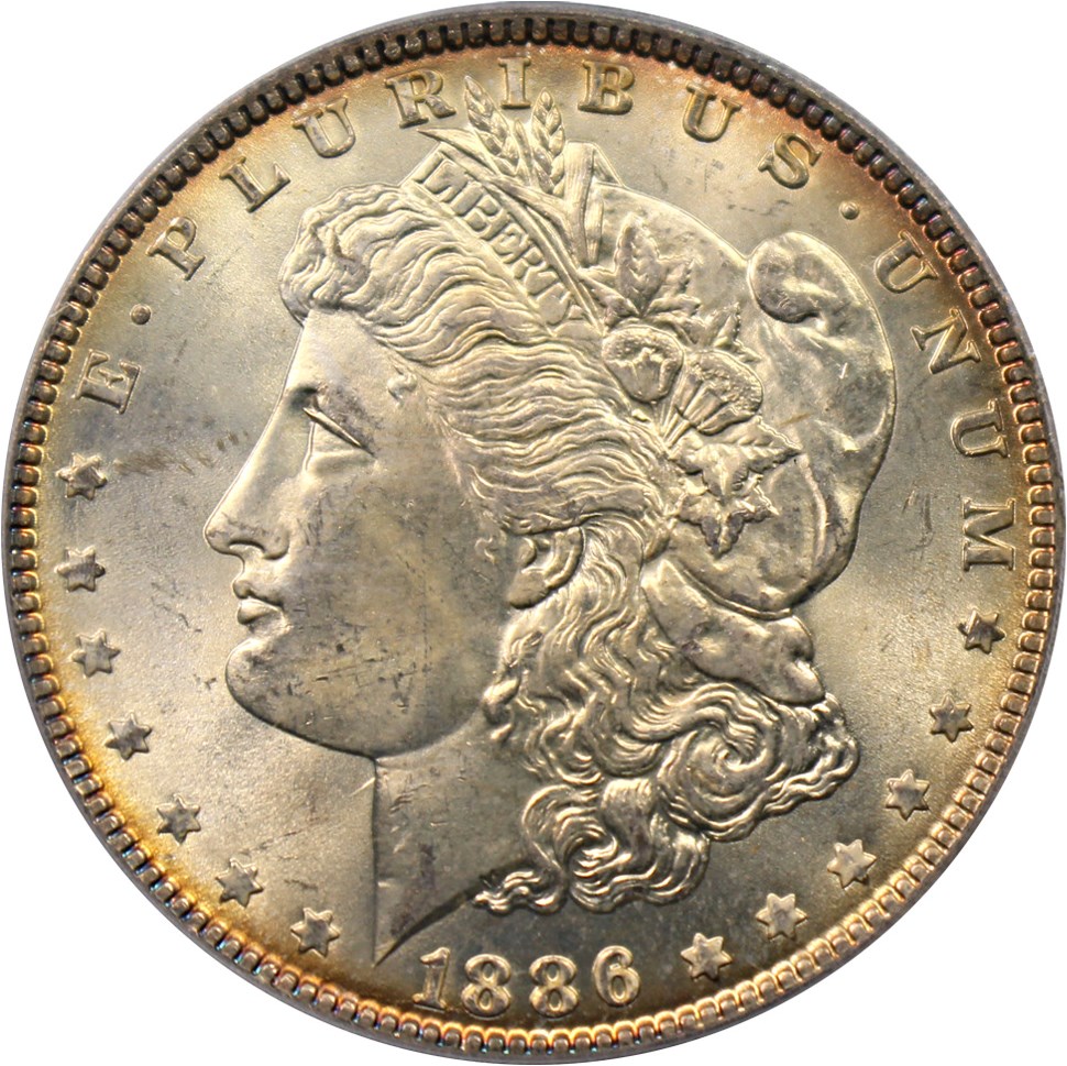 image for: 1886 $1 PCGS/CAC MS65 (VAM-1A, Line in 6)
