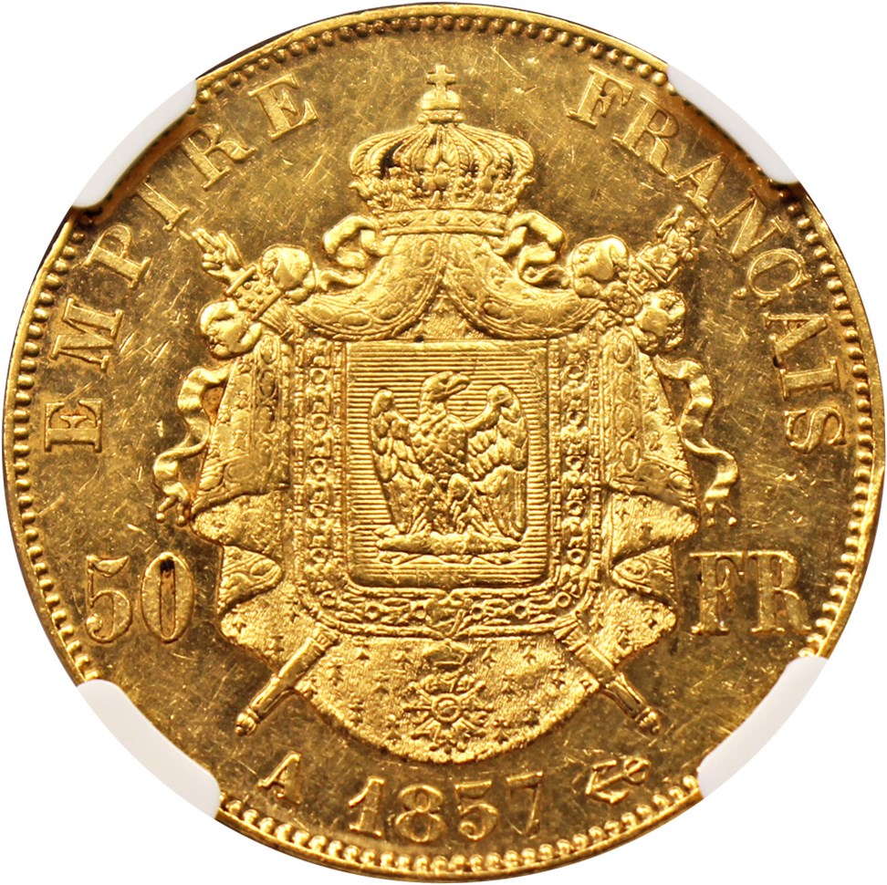 image for: France: 1857-A 50 Fr NGC AU58 (KM-785.1)