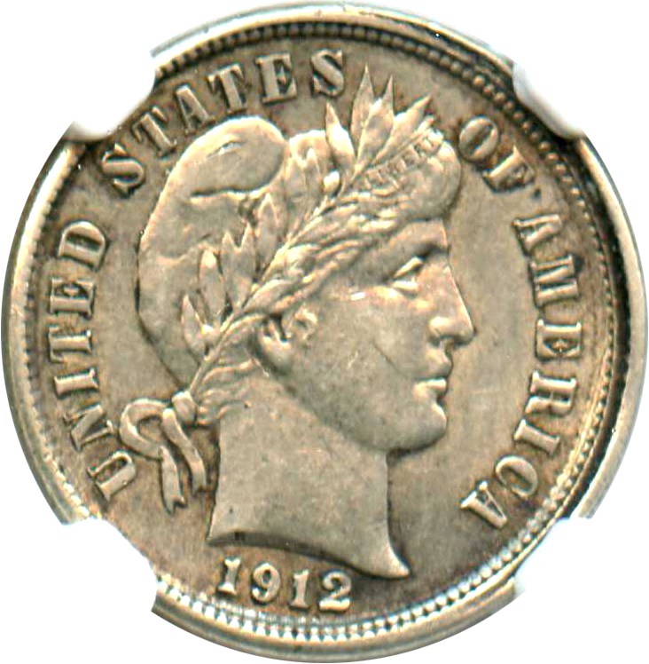 image for: Mint Error: 1912-S 10c NGC AU55 (Partial Collar)