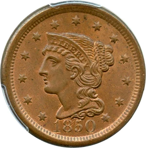 image for: 1850 1c PCGS/CAC MS65 RB