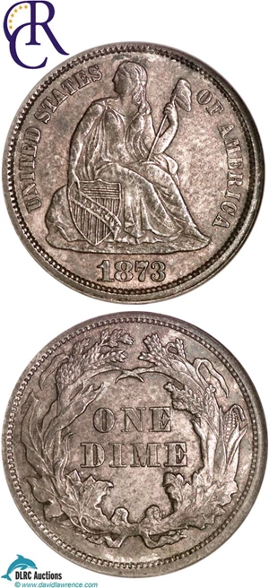 image for: 1873 10c Open 3 No Arrows NGC MS64