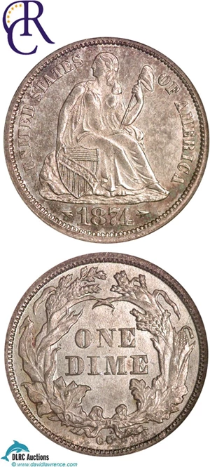 image for: 1874-CC 10c Arrows NGC MS62
