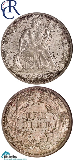 image for: 1862-S 10c NGC MS63