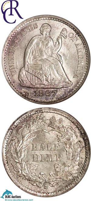 image for: 1867-S H10c NGC MS65