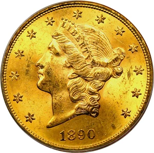 image for: 1890-S $20 PCGS MS63
