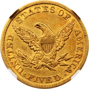 image for: 1855 $5 NGC AU55