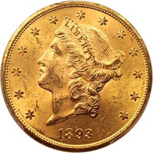 image for: 1893-S $20 PCGS MS63+