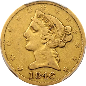 image for: 1846 $5 PCGS/CAC F15