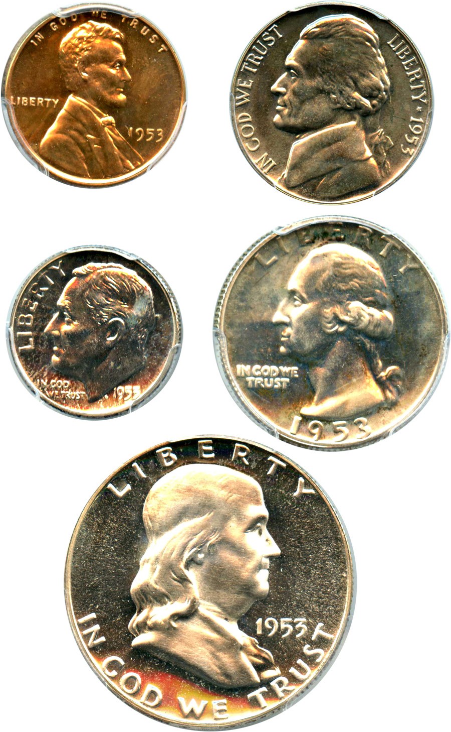 image for: 1953 1c-50c Proof Set: All PCGS/CAC Proof 65-67