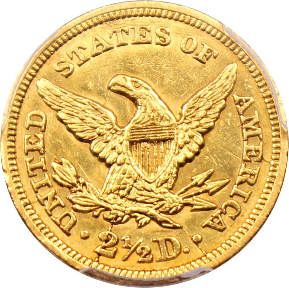 image for: 1845 $2 1/2 PCGS AU58
