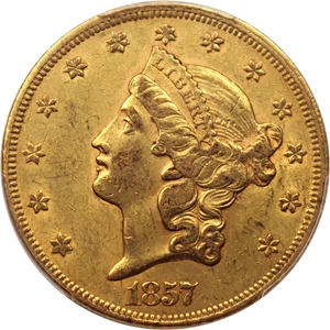 image for: 1857 $20 PCGS/CAC AU55