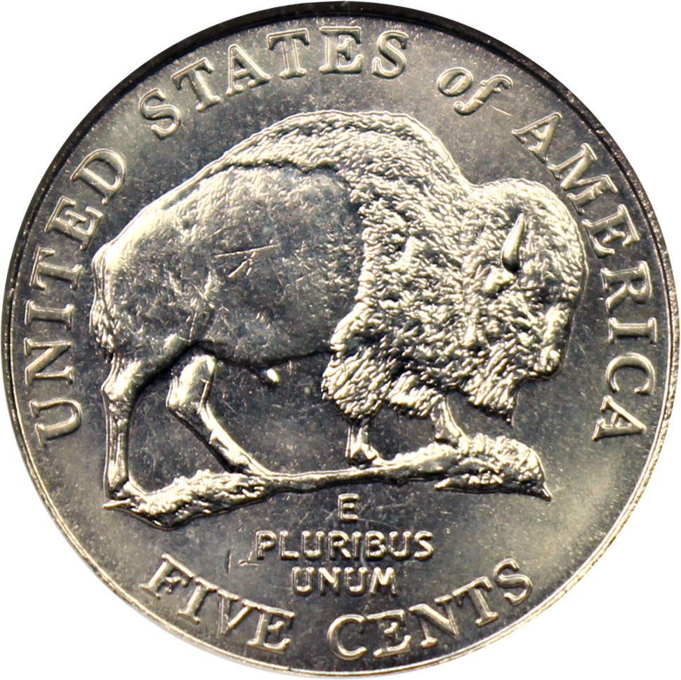 image for: 2005-D Bison 5c NGC MS64 (Reverse Die Gouge, Mint Error)