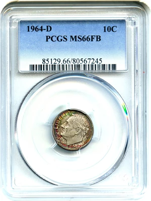 image for: 1964-D 10c PCGS MS66 FB