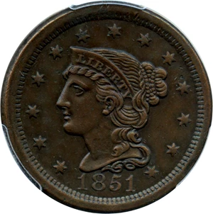 image for: 1851 1c PCGS AU Details (Env. Damage)