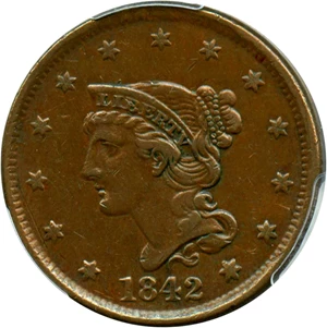 image for: 1842 1c PCGS VF35 BN (Large Date)