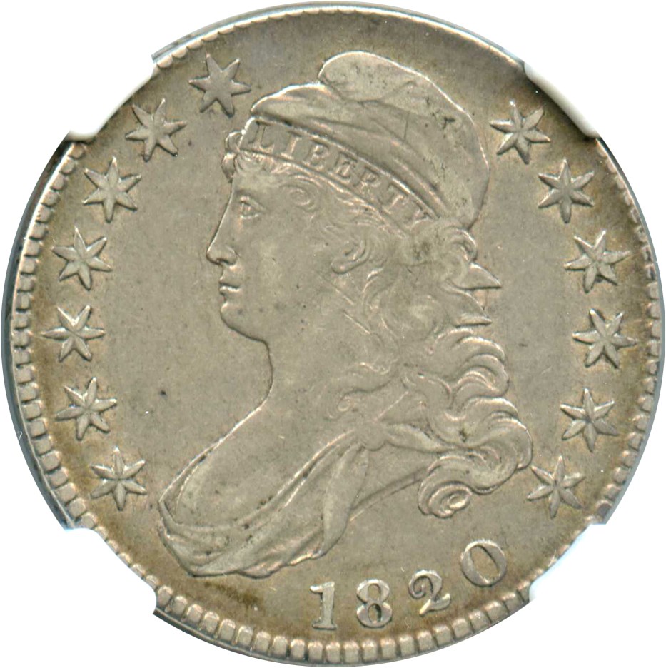 image for: 1820 50c NGC/CAC XF40 (Small Date, Curled 2, O-103)