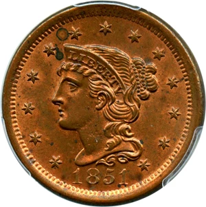 image for: 1851 1c PCGS MS64 RB